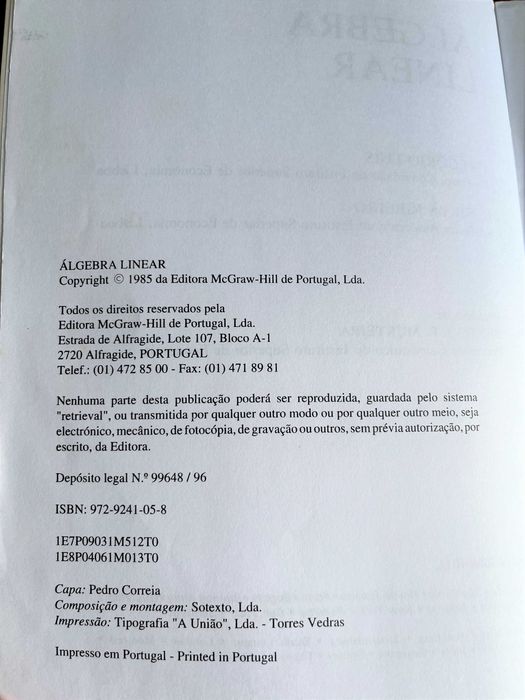 Álgebra Linear - Gregório Luis e C. Silva Ribeiro