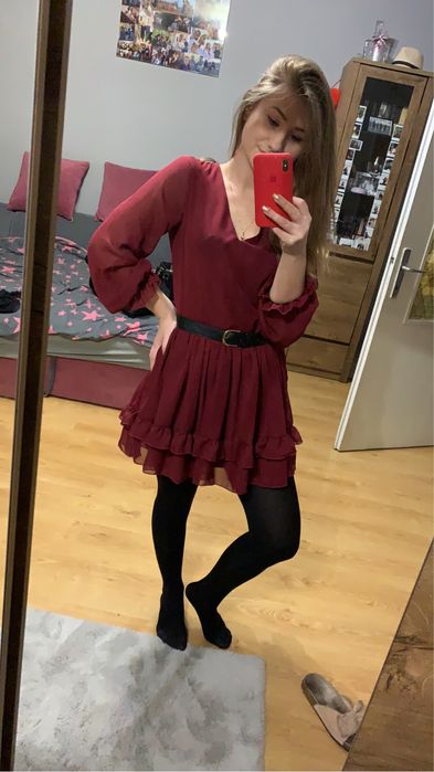 Bordowa sukienka Cinamoon