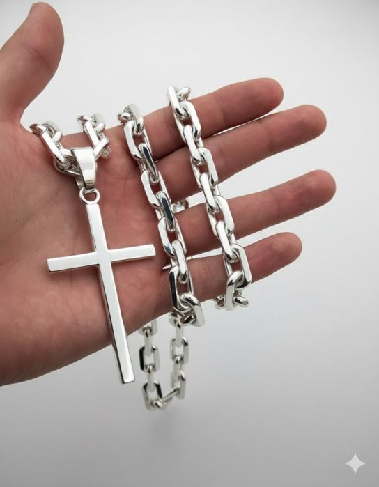 Срібний набір 235г ланцюжок хрестик цепочка серебряная крестик серебро