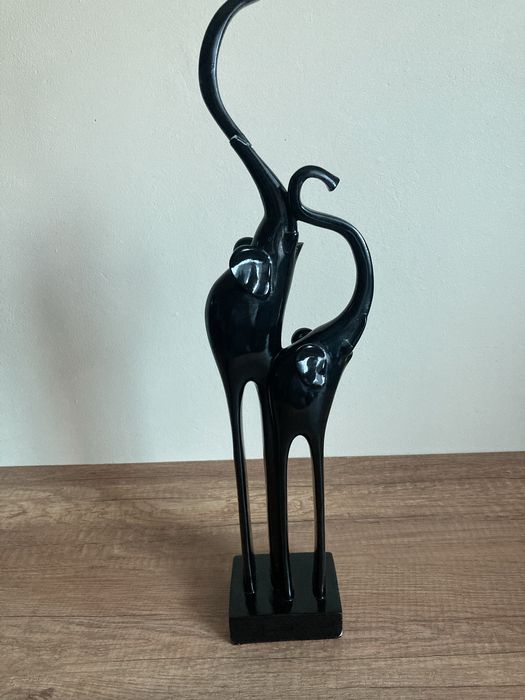 dwa wysokie czarne słonie, 46,5 cm, figurka