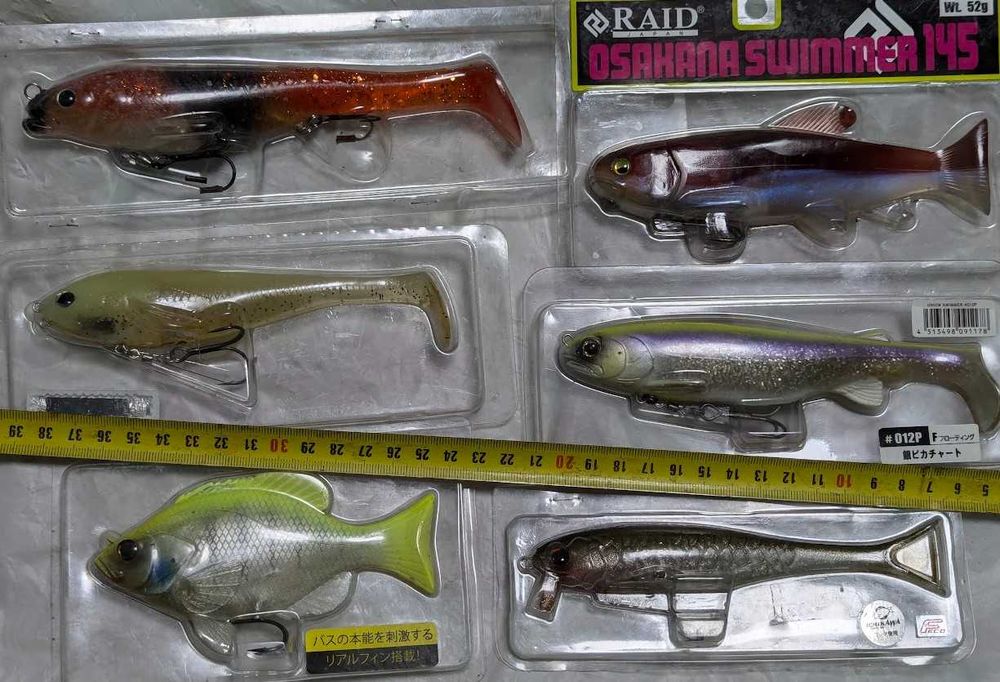 Фирменные большие силиконовые приманки Raid Japan, Megabass, Jackall