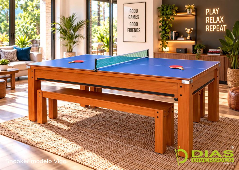 Jogo Snooker/Bilhar modelo "Vigo" + Bancos + Tampo Mesa - NOVOS