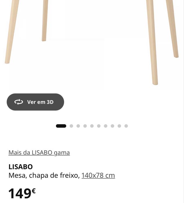 LISABO Mesa, chapa de freixo, 140x78 cm
