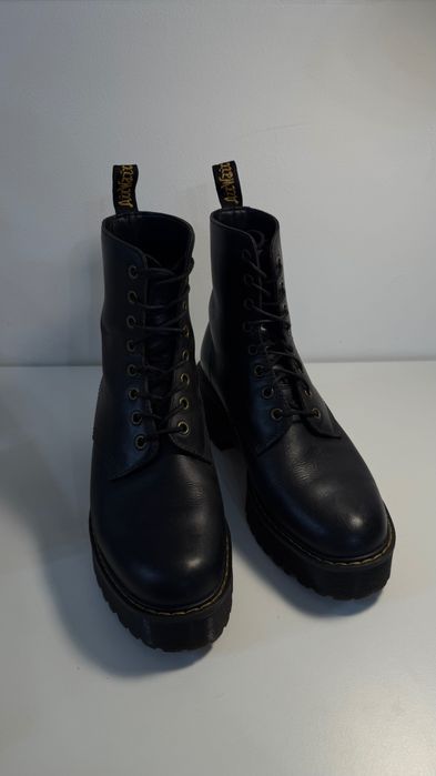 Dr. Martens Shriver HI botki na platformie, rozm. 41 czarne skórzane