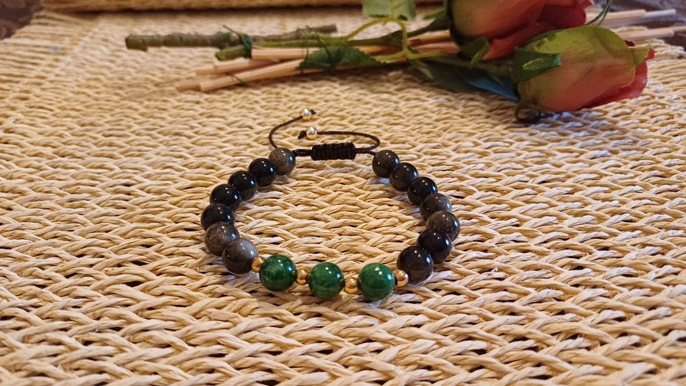 Pulseira Feminina Pedras 8mm Obsidiana Gold  - Pulseiras Me4You