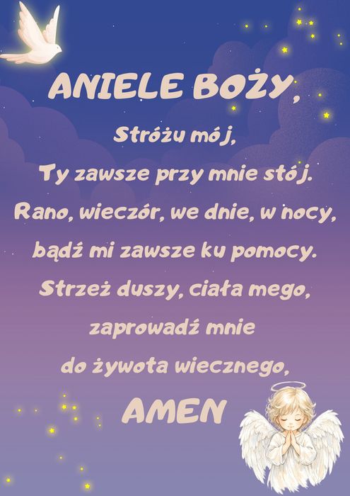 Plakat na ścianę, obrazek święty, modlitwą, dekoracja pokoju dziecka