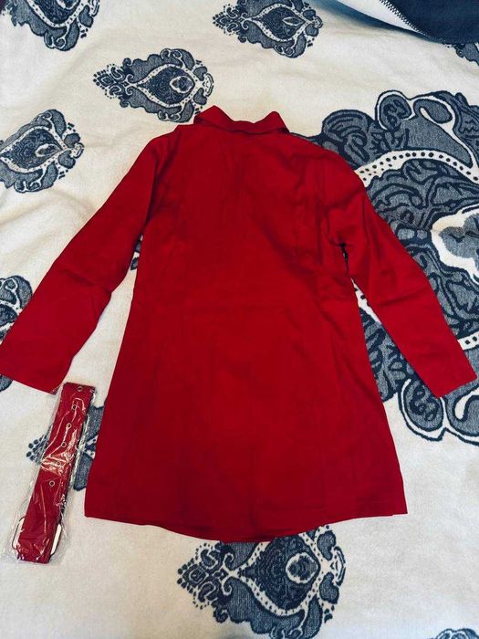 Червона сукня міні С-М ремінь плаття-піджак жакет ділова офіційн тренд