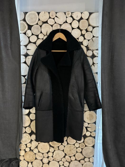 пальто двостороннє зі шкіри та овчини, дубленка кожаная