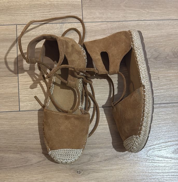 Espadryle balerinki wiązane camel rozmiar 37
