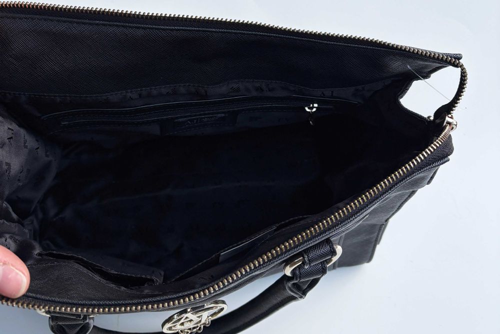 Torebka Czarna Torba Armani Jeans Shopperka Czerń