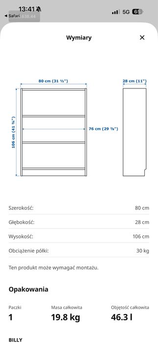 Billy Ikea stan dobry