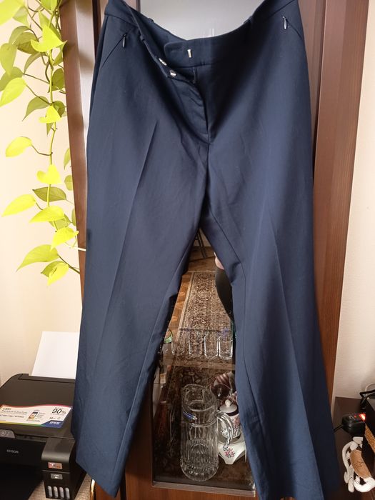 Spodnie wizytowe eleganckie dla wysokiej 44 46 L XL granatowe