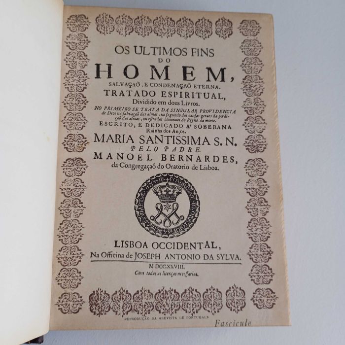 Livro "Os Últimos Fins do Homem" Pe. Manuel Bernardes