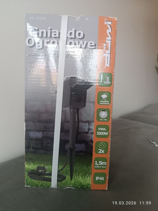 Gniazdo ogrodowe Duwi, podwójne z programatorem