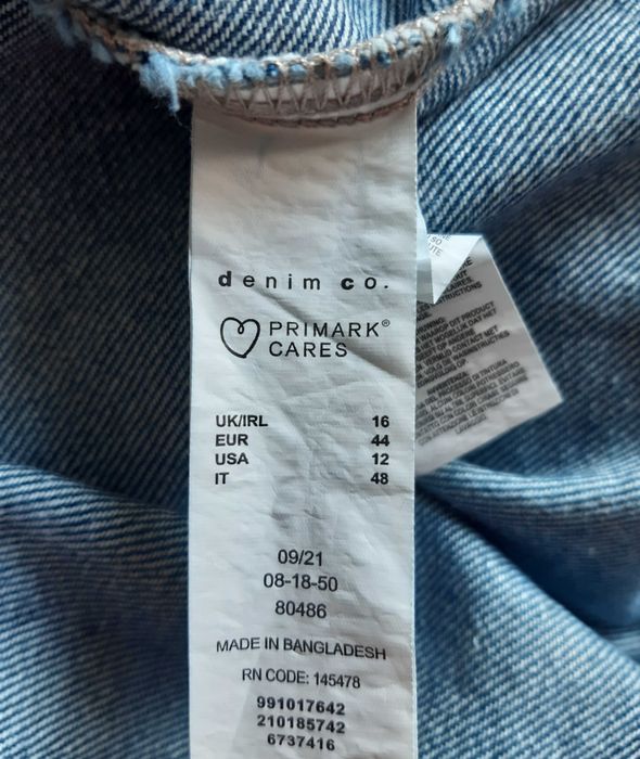 Джинсовое платье рубашка батал поясок длинные объемные рукава primark