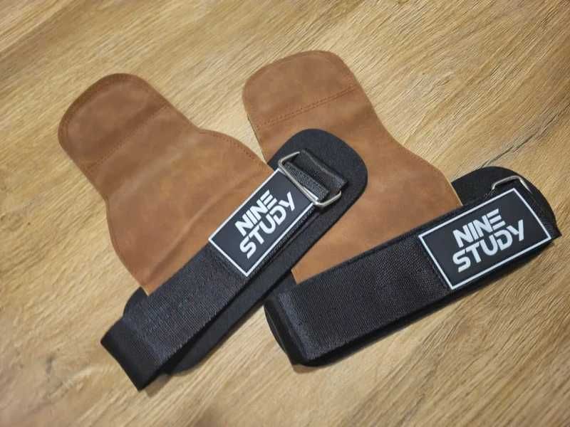 Skórzane Strapy Treningowe paski do treningu siłowego podnoszenia ciężarów straps – brązowo-czarne