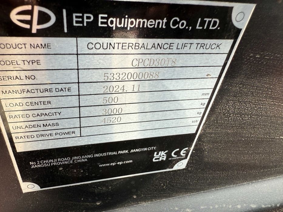 Новий вилочний навантажувач EP30T8 3т/4.8м позиціонер+бокове зміщення