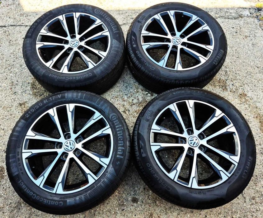 Vw Passat B7 B8 Beetle Golf 6 7 Touran Caddy Singapore 3G0601025M Oryginalne Alufelgi Koła Lato 17 Cali 5x112 ET40 Poler+Czarny