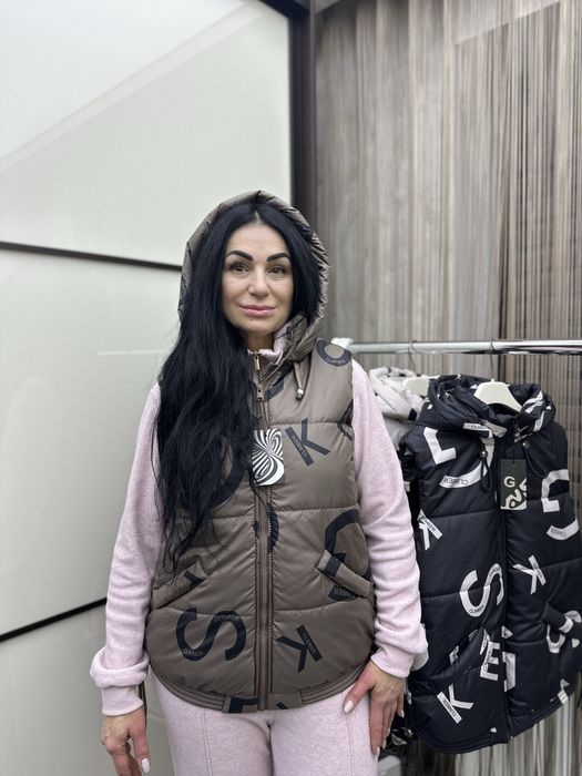 Жіноча жилетка | принтована жилетка | жилетка з капюшоном