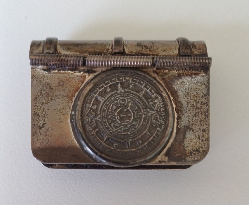 Caixa de Comprimidos em Prata Mexicana 925 - Calendário Azteca - 24g