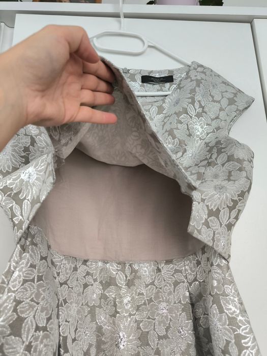 Elegancka sukienka Max Mara srebrna szara  M/L