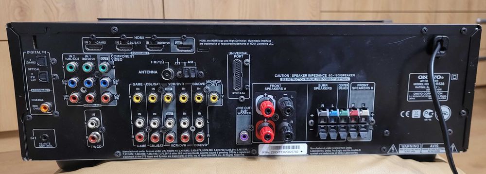 Onkyo HT-R538 uszkodzony amplituner 5.1 HDMI z pilotem