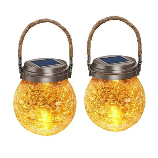 lampa solarna ogrodowa słoik lampion solarny - 20led xxl- 2 sztuki