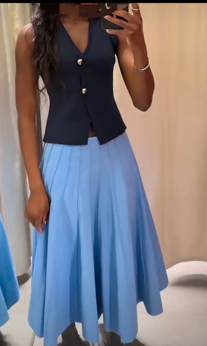 Spódnica zakładki rozkolszowana Zara 36