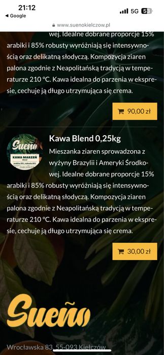 Kawa ziarnista Brazylia, Kolumbia, Blend