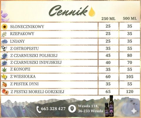 Olej z wiesiołka tłoczony na zimno