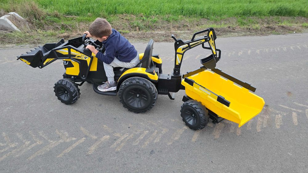 Duży TRAKTOR KOPARKA SX2068 24V 400W z przyczepą dla dzieci