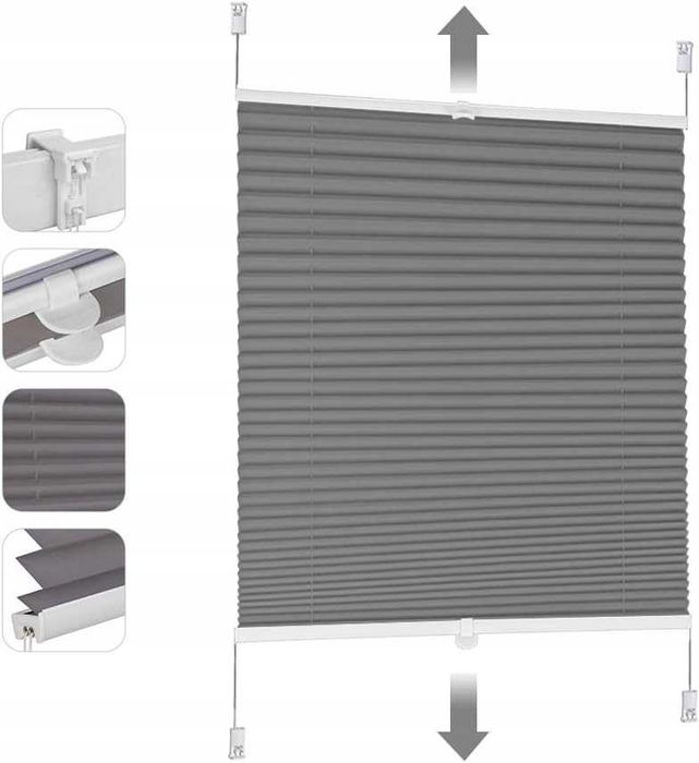 Roleta plisowana Sekey ciemno szara 65 x 100 cm 3 sztuki