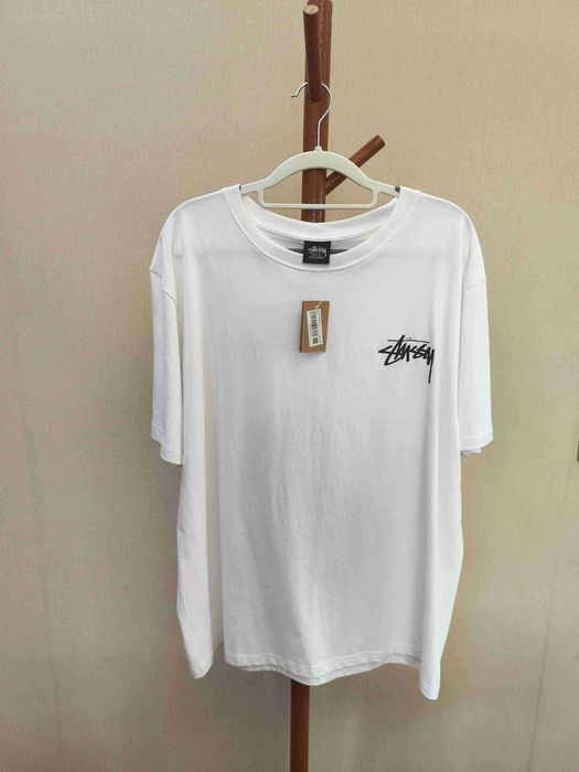 Stussy Męska Biała Koszulka z Nadrukiem L