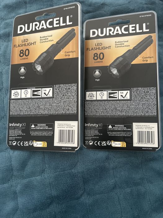 Zestaw 2  x Latarka duracell ogumowana 80lm + 2 x AAA.Dostawa Inpost w cenie.