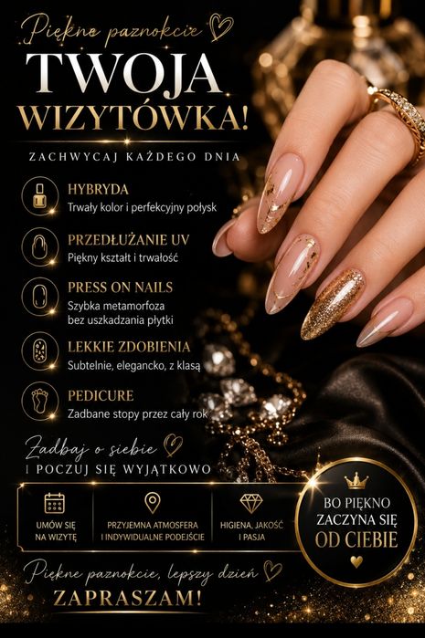 Stylizacja paznokci, przedłużanie, manicure express,, press on nails  Rewal, Niechorze