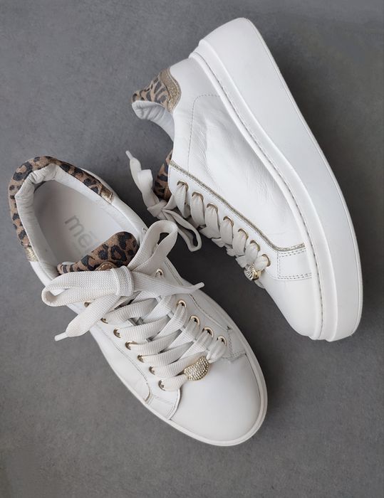 Білі шкіряні кросівки хайтопи на платформі Meline