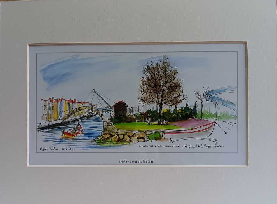 Aveiro em litografia de aguarela de Suzana Nobre