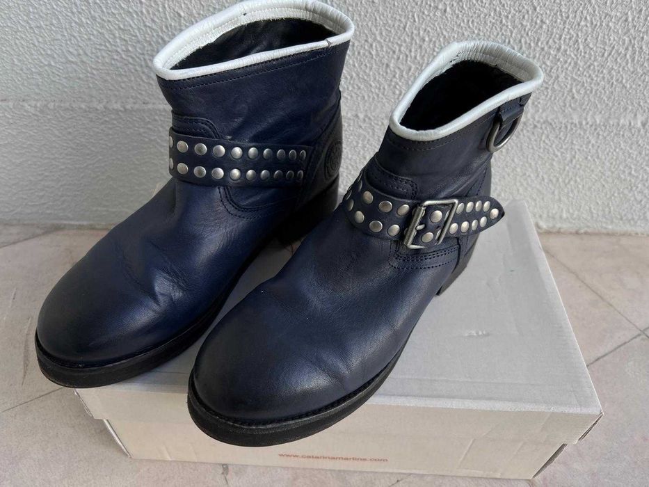 Botins azuis em pele Catarina Martins Shoes