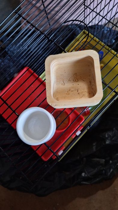 Klatka dla Chomika Myszy Domek + Kołowrotek + Miseczka