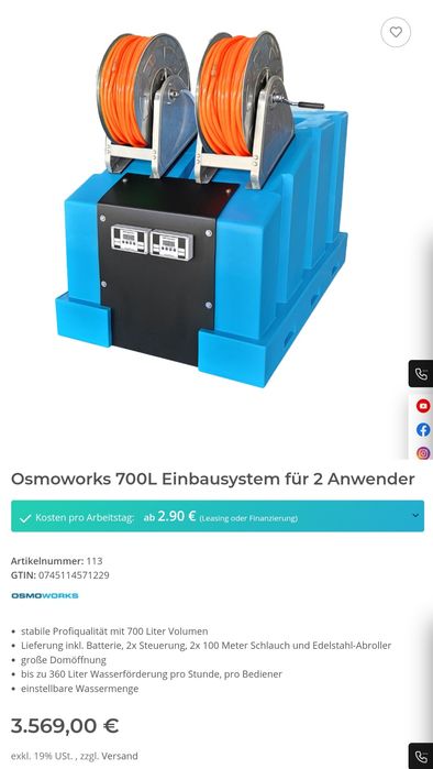 Myjka paneli # OsmoWorks 700L # 2 Pompy 12v # Mobilna