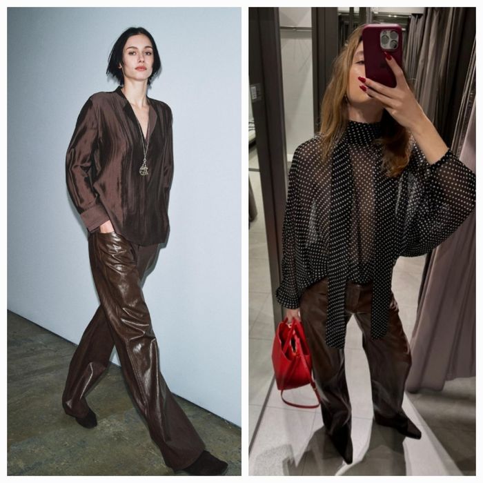 Zara zw collection брюки штани зі штучної шкіри. Трендовий колір. New
