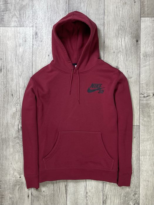 Nike SB кофта балахон S-M размер худи на флисе бордовая