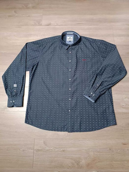 Wzorzysta koszula długi rękaw kołnierzyk kieszonka guziki 'Bison' XXL