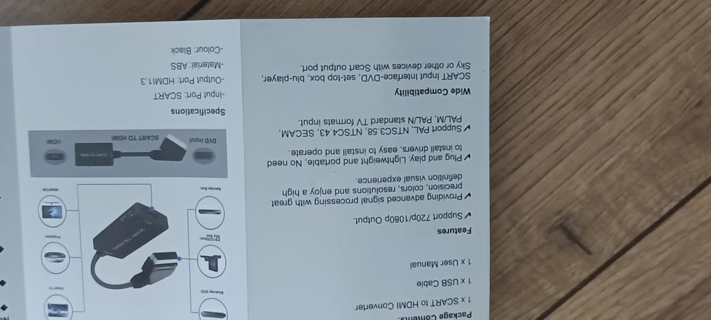 Adapter Konwerter eurozłącze Av Scart na HDMI 720P 1080p