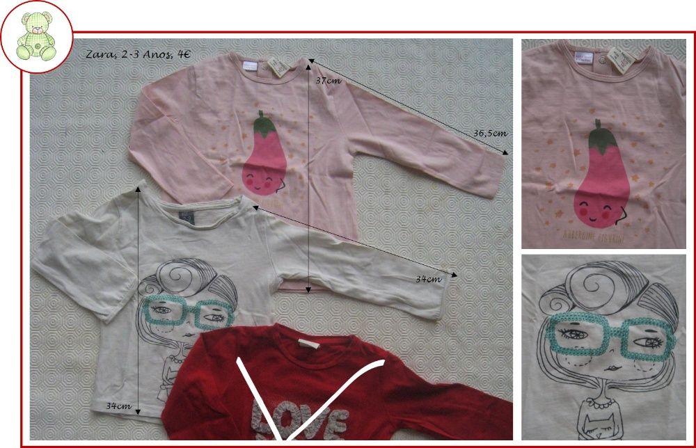 2-3Anos Menina Outono/Inverno - blusas e casacos