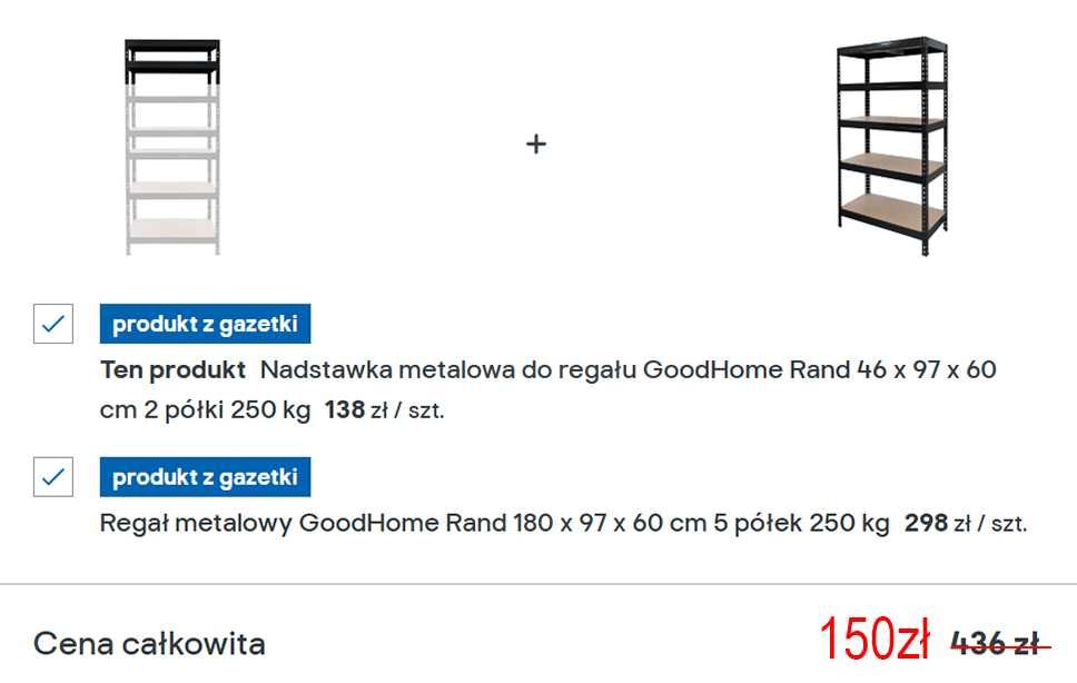 Regały metalowe GoodHome / Castorama - różne rozmiary. 6 szt.