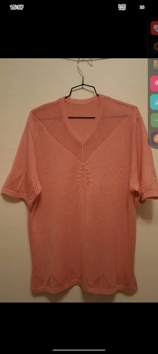 Bluzka ażur pudrowy róż 48 4 XL