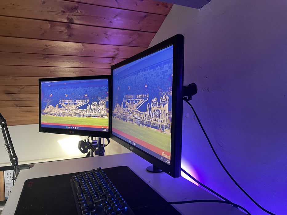 Pack Dual Setup: Monitor ASUS Gaming + TV LG + Braço Duplo Articulado