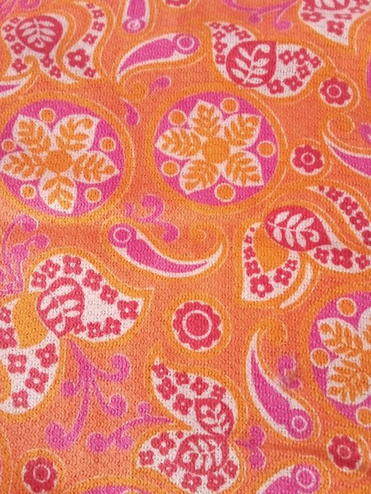 натуральный отрез ткани персиковая с цветами  х/б