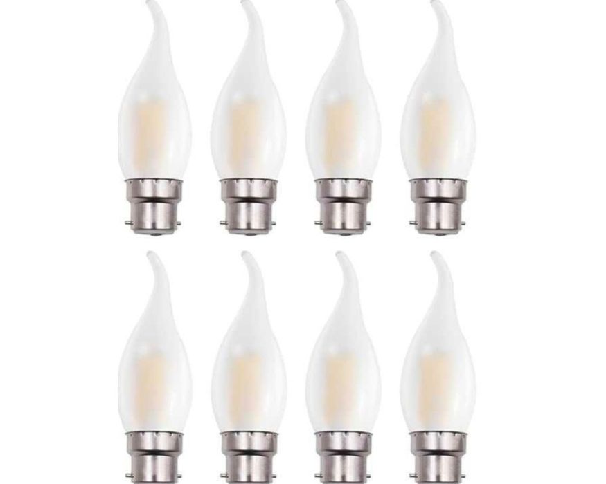 BELINGGO 8× żarówka angielska LED B22 C35 matowa, 4W 2700K płomyk